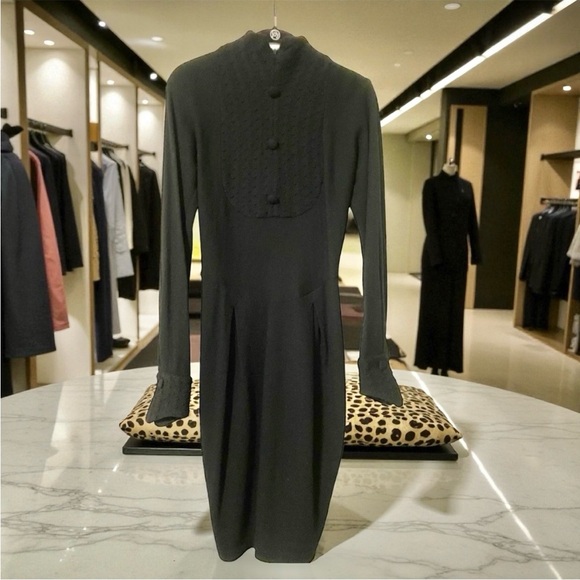 Vintage LILLIE RUBIN Black Wool Designer Dress.  Never Worn   size Small - Picture 14 of 14